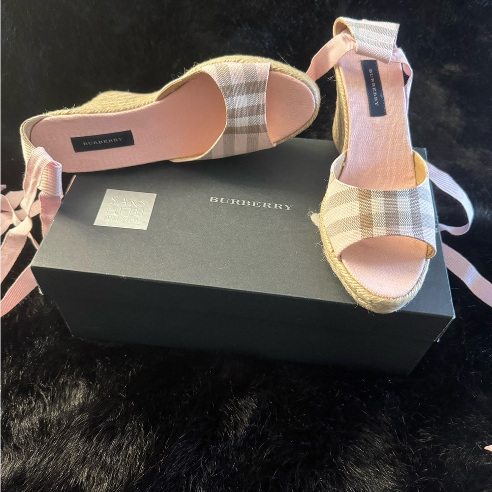 Burberry Pink and Beige Espadrilles Size 37